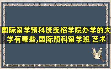 国际留学预科班统招学院办学的大学有哪些,国际预科留学班 艺术生